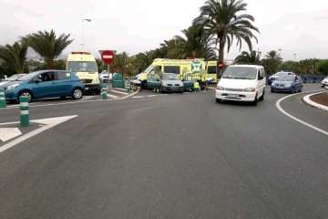 Dos heridos leves en una colisión en la circunvalación a Telde (Foto TA)
