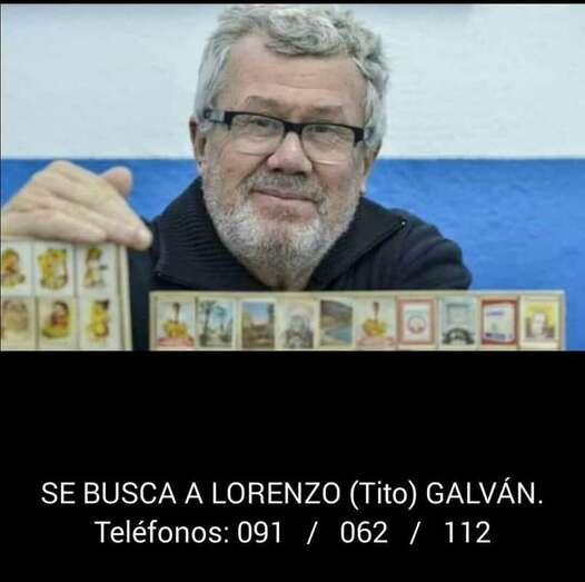 Nueva imágen de Tito Galván, distribuida esta tarde por la familia (Foto TA)