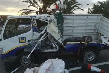 Accidente en la GC-1, en dirección norte, a la altura del aeropuerto (Foto TA)