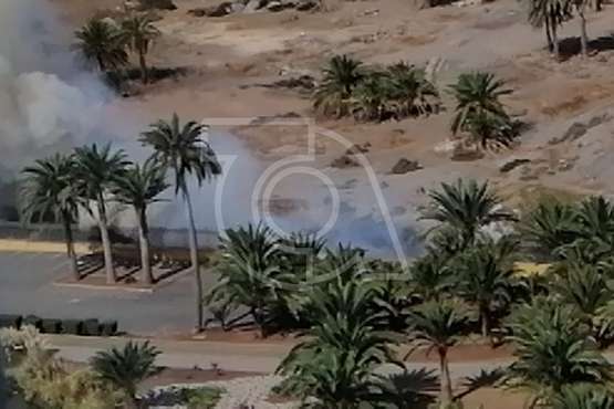 Enésimo incendio en el cauce bajo del Barranco de Jinámar (Foto TA)