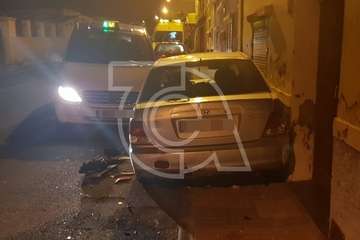 Aparatoso accidente en la carretera del casco de Telde a El Calero (Foto TA)