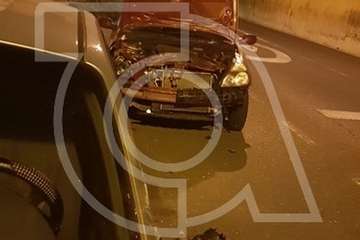 Aparatoso accidente en la carretera del casco de Telde a El Calero (Foto TA)