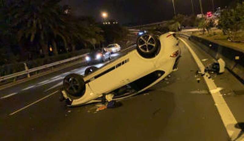 Imagen del vuelco (Foto TA)