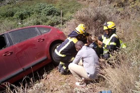  Herida en un vuelco en la carretera de Telde a Valsequillo (Foto TA)