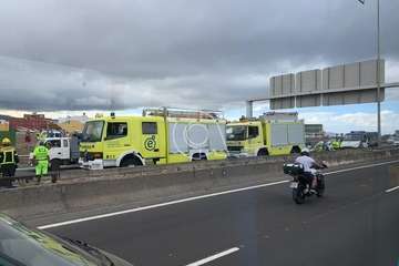 Aparatoso accidente en la GC-1, a la altura de La Pardilla, en dirección sur (Foto TA)