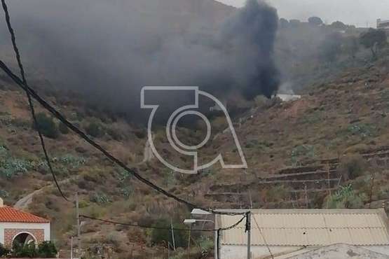 Incendio de un motor de bombeo en un antiguo pozo de Telde (Foto TA)