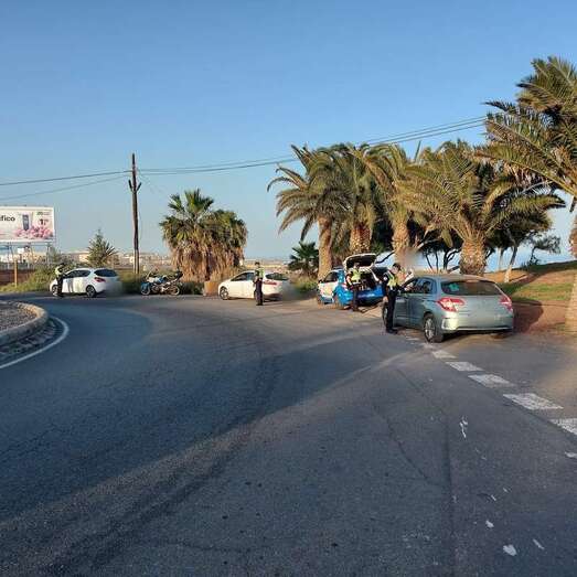 Control de la Policía Local de Telde de este viernes en el acceso a Tufia/TA.