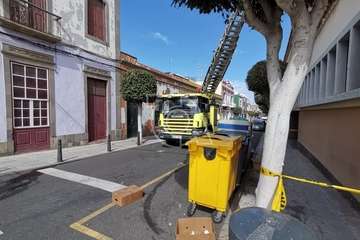 La caída de tejas del frontis del IES Arencibia Gil moviliza a bomberos de Telde/TA.