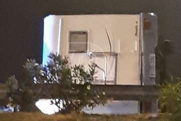  Vuelco de un vehículo caravana en la GC-1, a la altura de La Mareta (Telde)/TA.