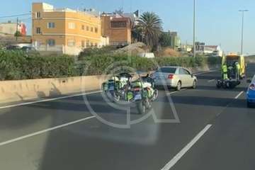 Un motorista, herido en una colisión con un vehículo en la GC-1, a la altura de Marpequeña (Telde)/TA.