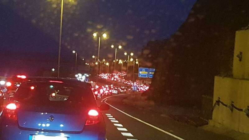 Colas originadas por el accidente a la salida de la capital en dirección sur/TA.