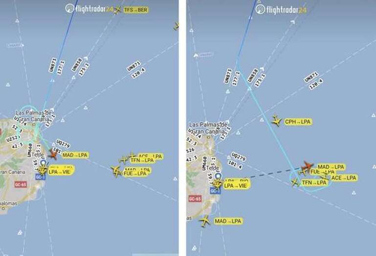 Los gráficos describen cómo fueron las maniobras/Twitter de Controladores Aéreos.