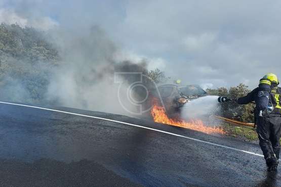 Arde un vehículo en el barrio cumbrero de Cazadores (Telde)/TA.