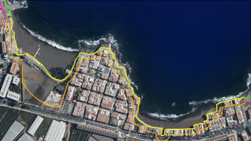 Plano que marca el anterior (naranja) y el nuevo (amarillo) deslinde LP/DLP.