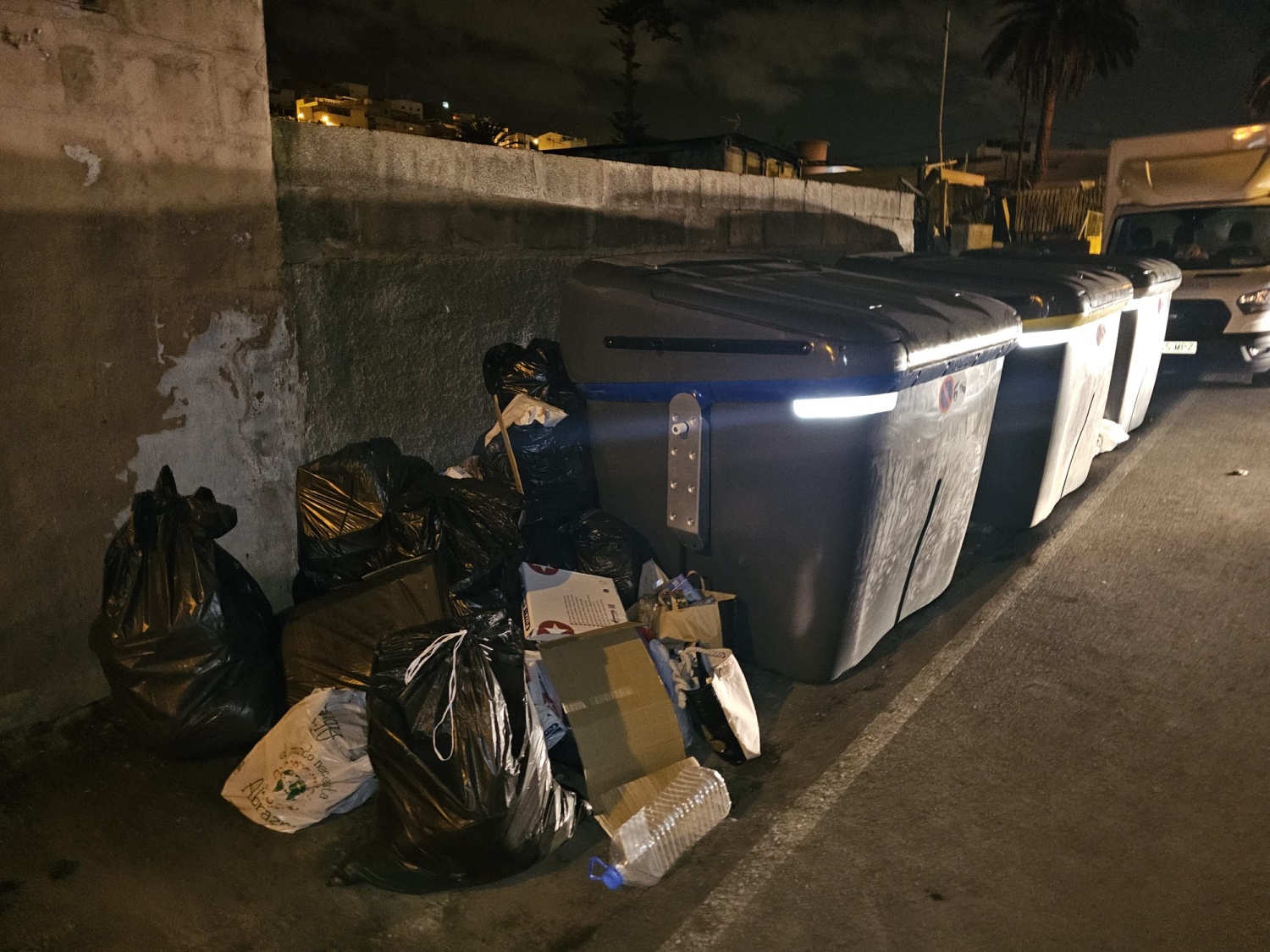 Situaci&oacute;n de los contenedores de la calle Pancho Guerra, en Jin&aacute;mar (Foto cedida)