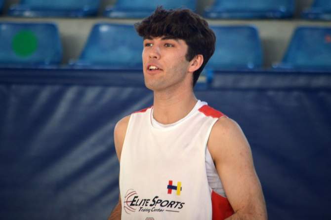 Pedro Pasqua, en un entrenamiento del Baloncesto Telde (Foto: Juan Antonio Hernández)