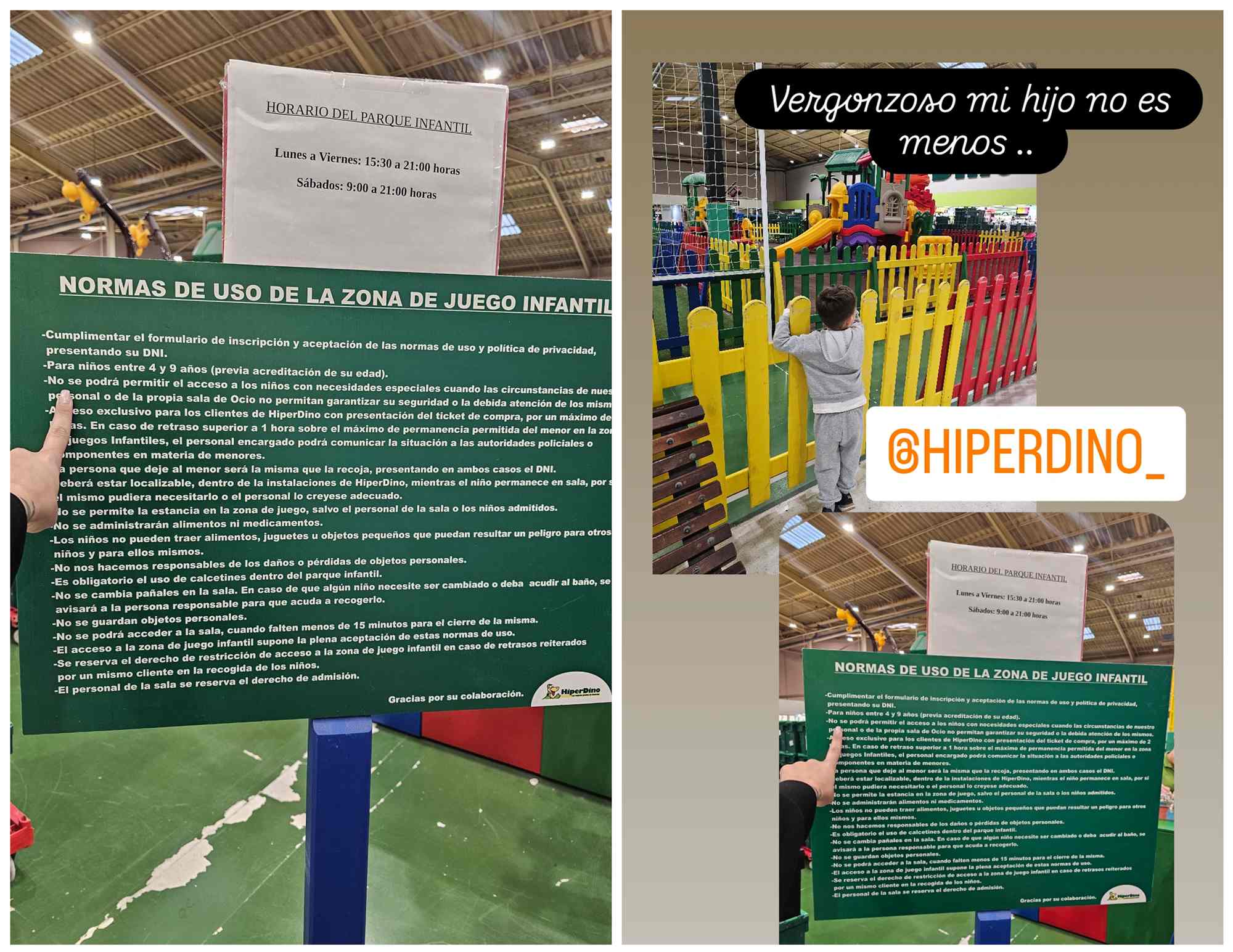 Una madre denuncia exclusión de su hijo con autismo en el parque infantil de Hiperdino