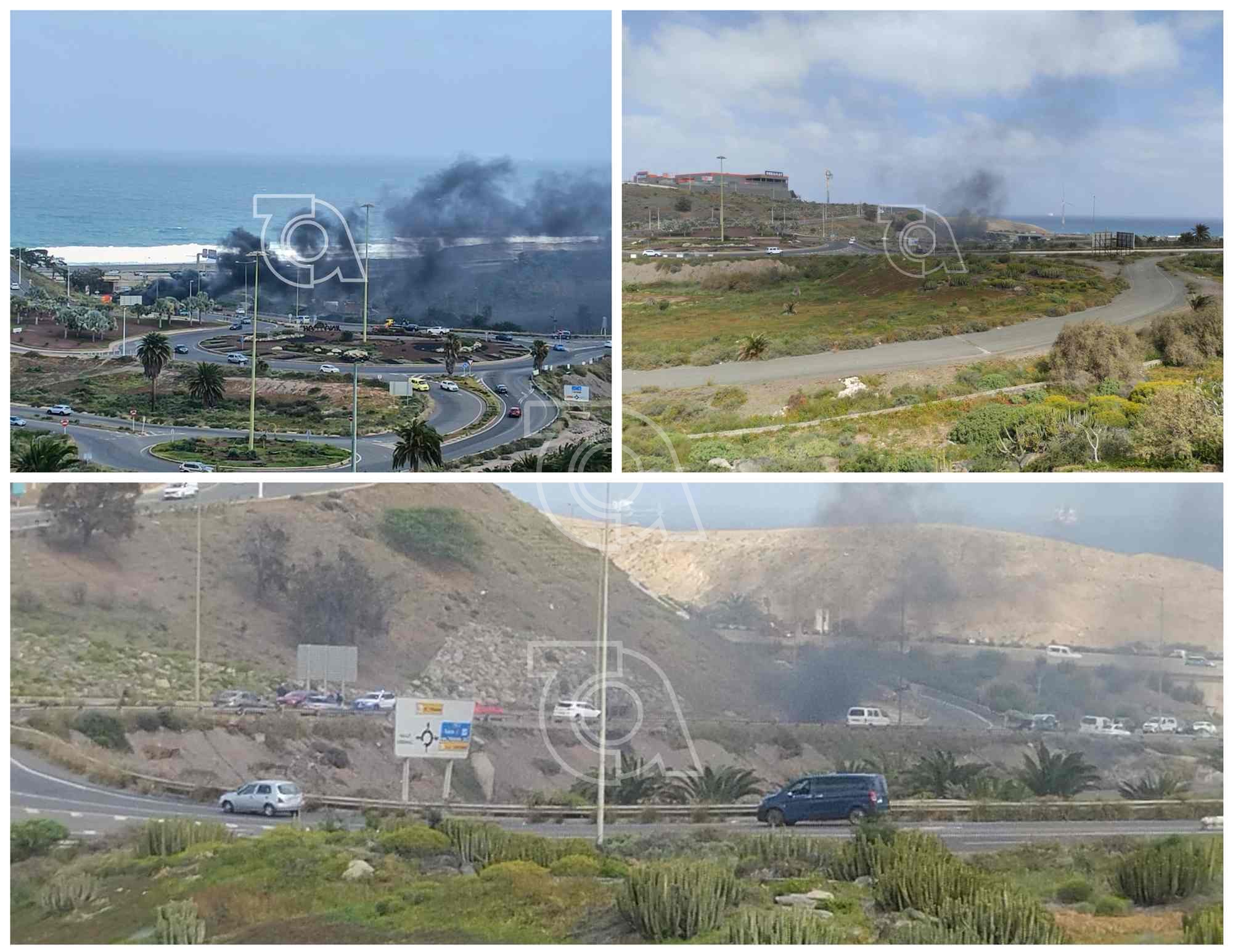 Arde un vehículo en la entrada al Valle de Jinámar desde la GC-1