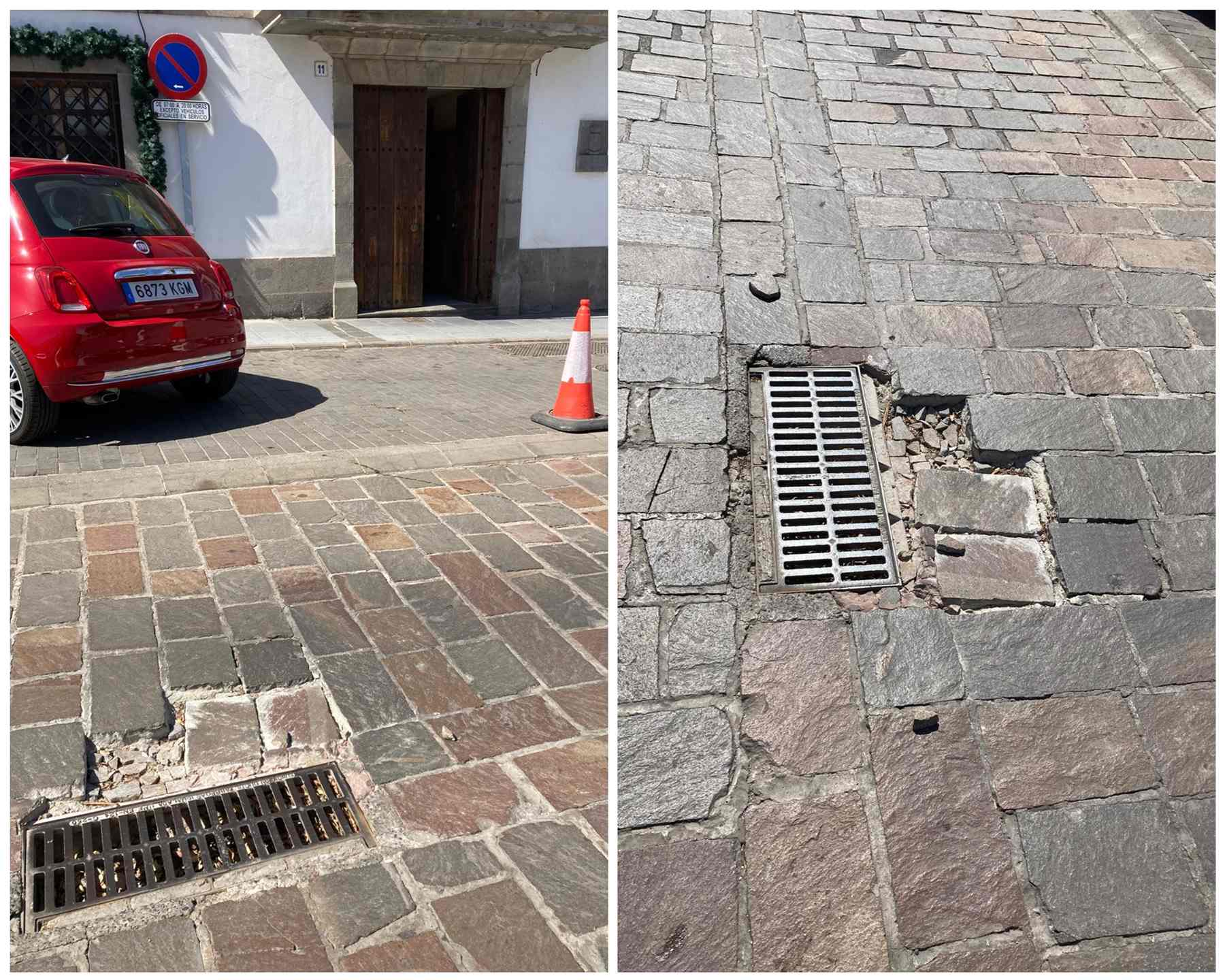 Un agujero en San Juan recuerda que el adoquinado también envejece