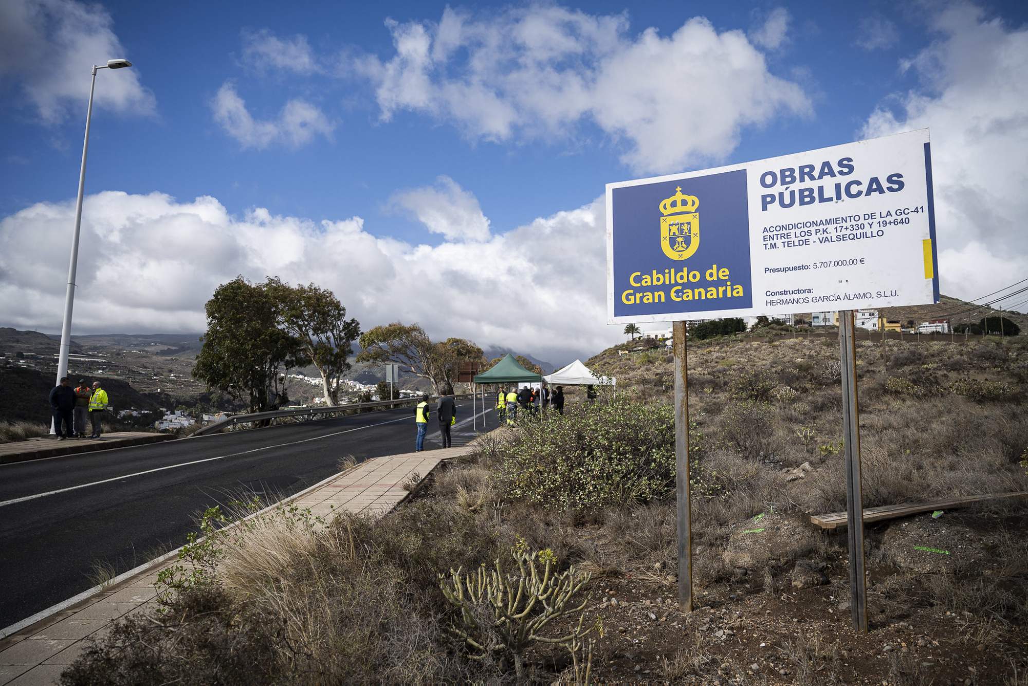 Hidalgo y los alcaldes de Telde y Valsequillo revisan las obras de la GC-41