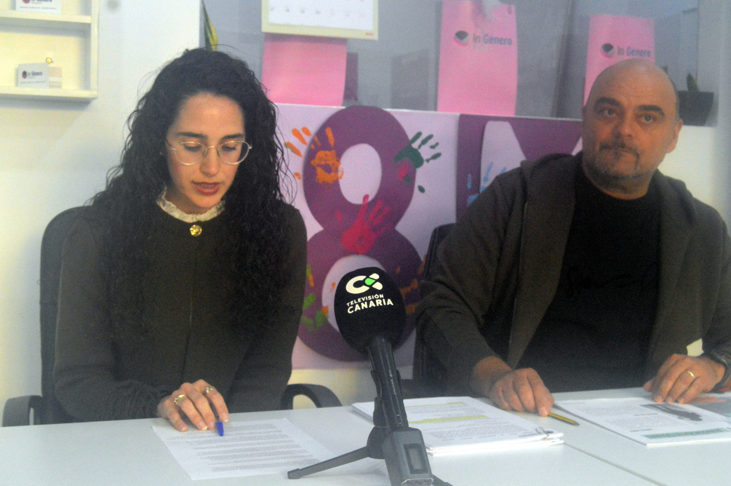 Cristina Rivero y Miguel &Aacute;ngel del Olmo, en la comparecencia en Telde (Foto: Juan Antonio Hern&aacute;ndez)