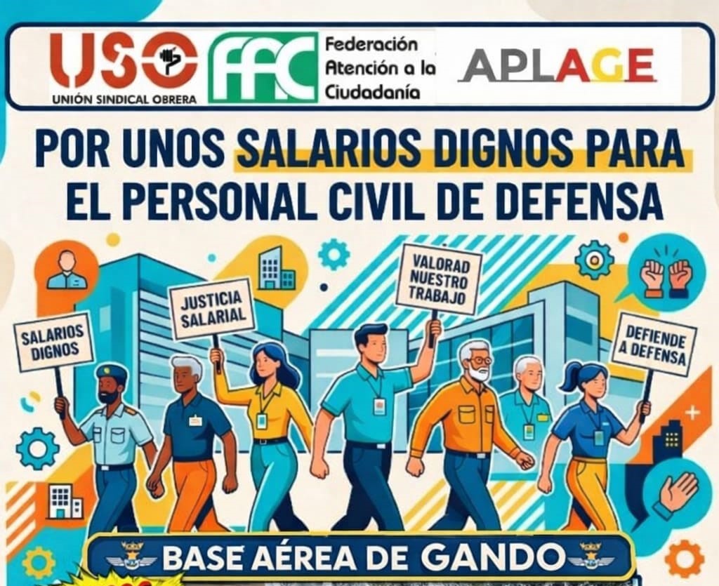 El personal civil de Defensa vuelve a movilizarse en Gando (Telde)