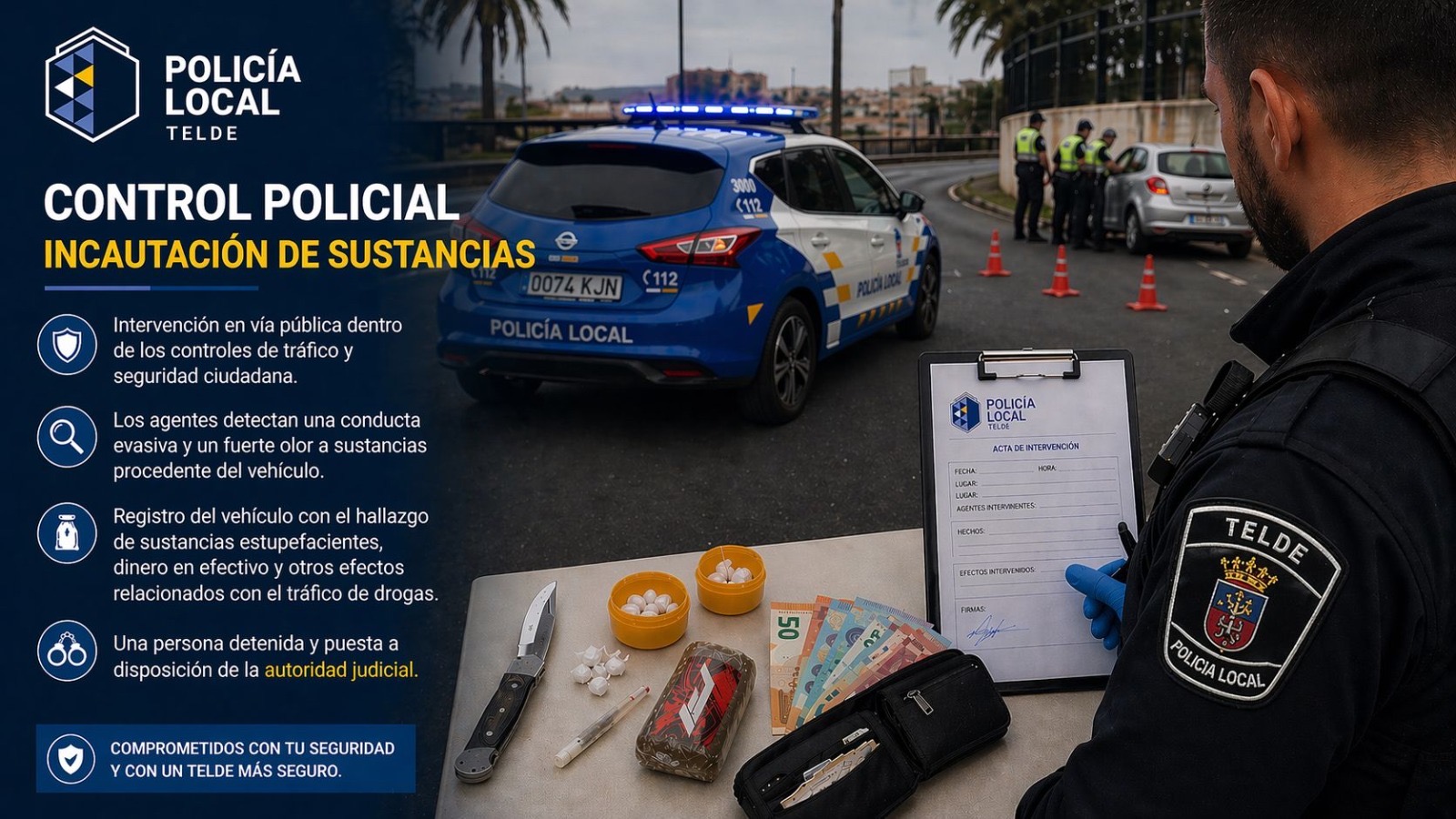 La Policía Local de Telde detiene a un conductor por posesión de drogas