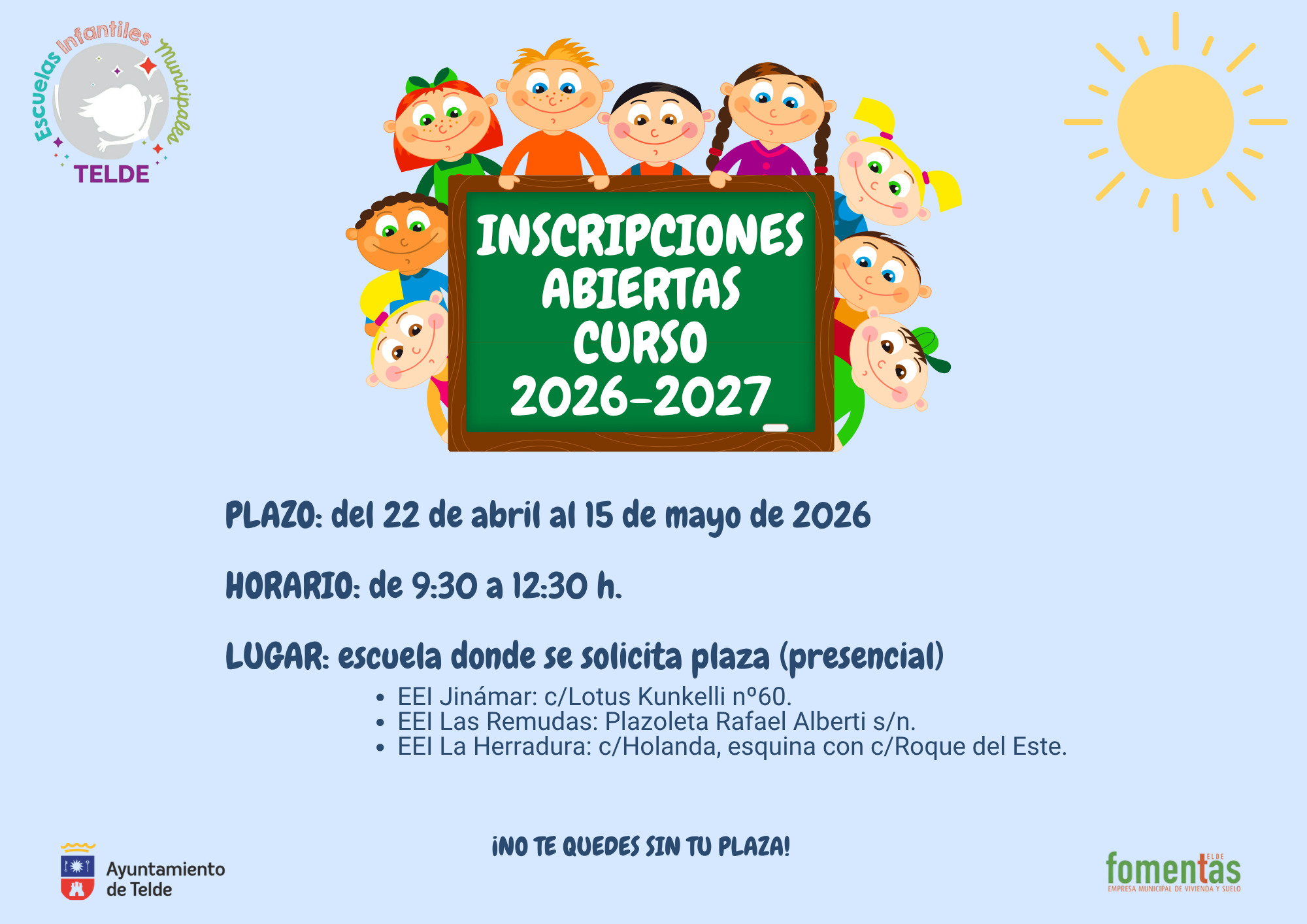 Las Escuelas Infantiles Municipales de Telde abren el plazo de admisión