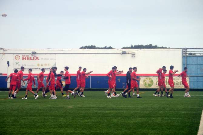 Entrenamiento de la UD Telde este lunes (Foto: Juan Antonio Hern&aacute;ndez)