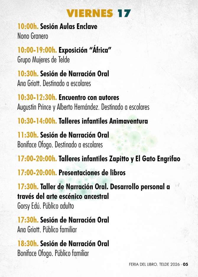 Programaci&oacute;n de este viernes en la Feria del Libro/TA.