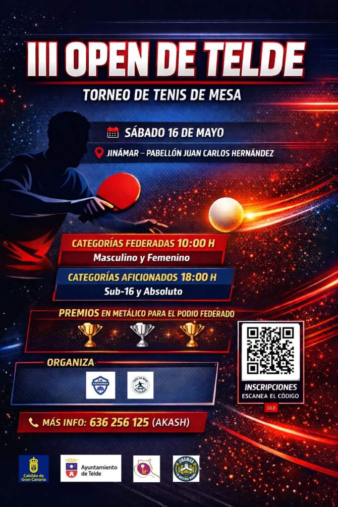 Cartel del torneo tenismesístico que se celebrará en Jinámar (Foto: CD Axinámar)