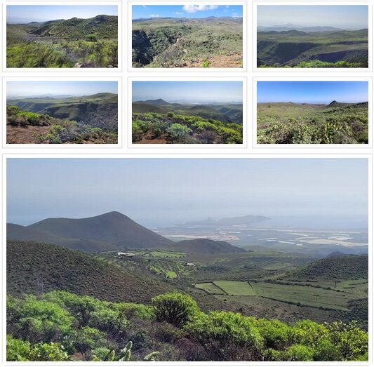 Mosaico de fotos de volcanes del sector de Rosiana/TA.