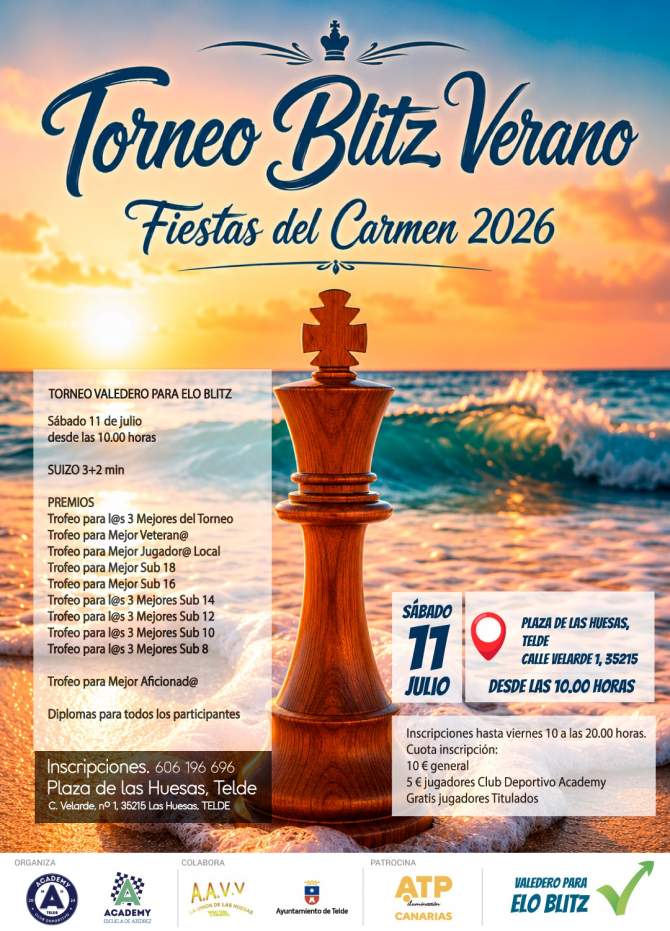 Cartel del torneo ajedrec&iacute;stico en Las Huesas / Concejal&iacute;a de Actividad F&iacute;sica y Deportes
