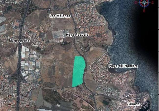 El terreno de Melenara valorado como posible ubicación correponde a la mancha verd/C7.