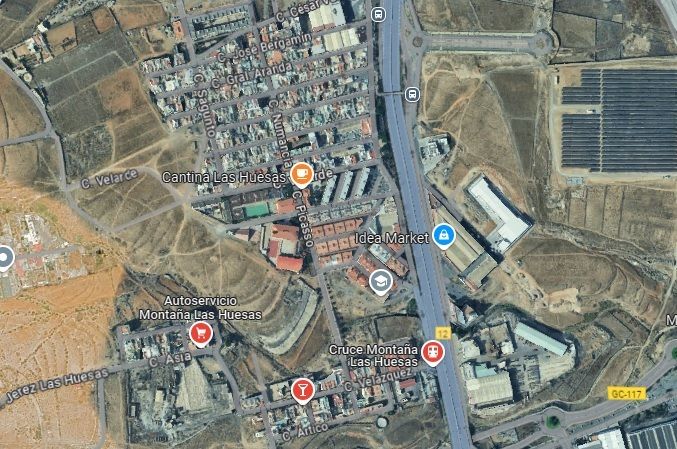 Imagen a&eacute;rea de Las Huesas de Google Maps.