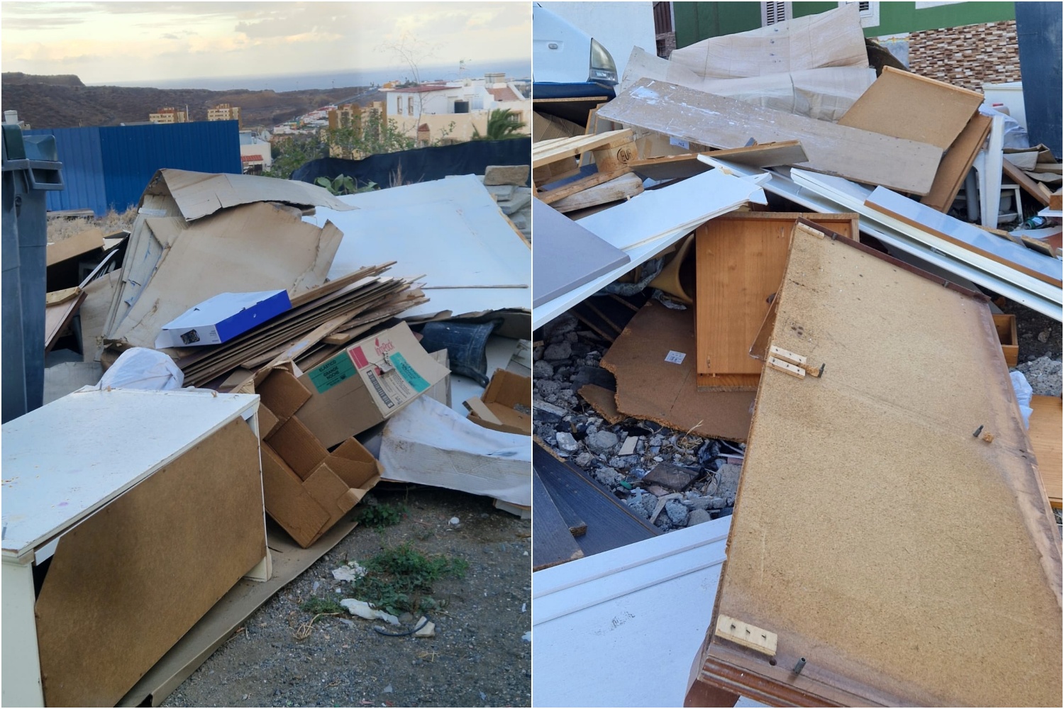 Basura y enseres se acumulan en la calle Nicolás Estébanez, en la parte alta de Jinámar (Foto cedida)