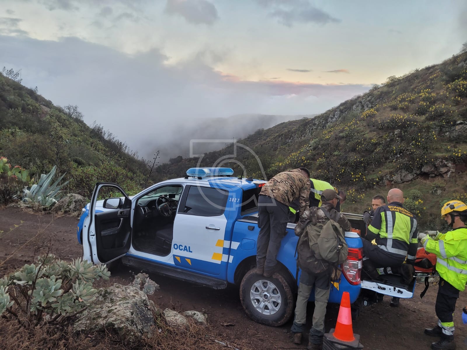 La Policía Local de Telde resulta clave en el rescate del cazador herido en un barranco de La Breña