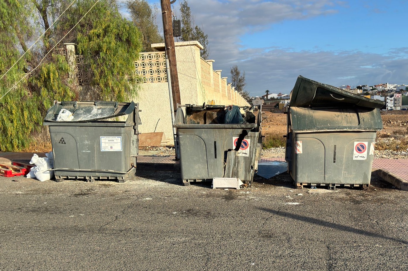 Estado de los contenedores en Las Huesas (Foto cedida)
